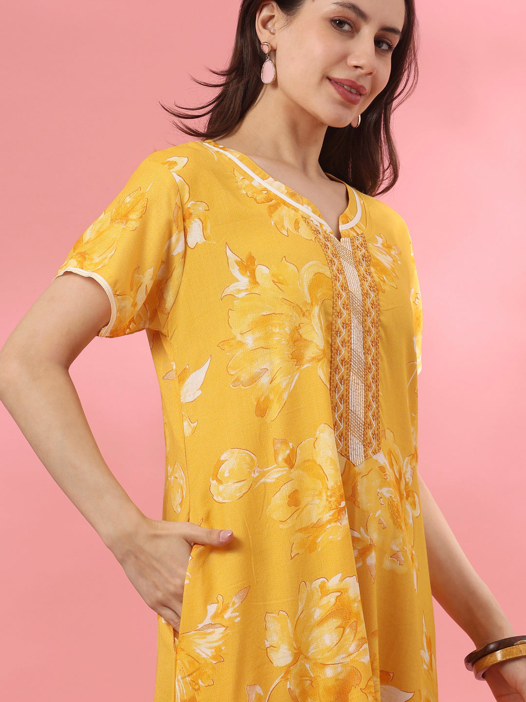 Embroidered floral alpine nighty for women online