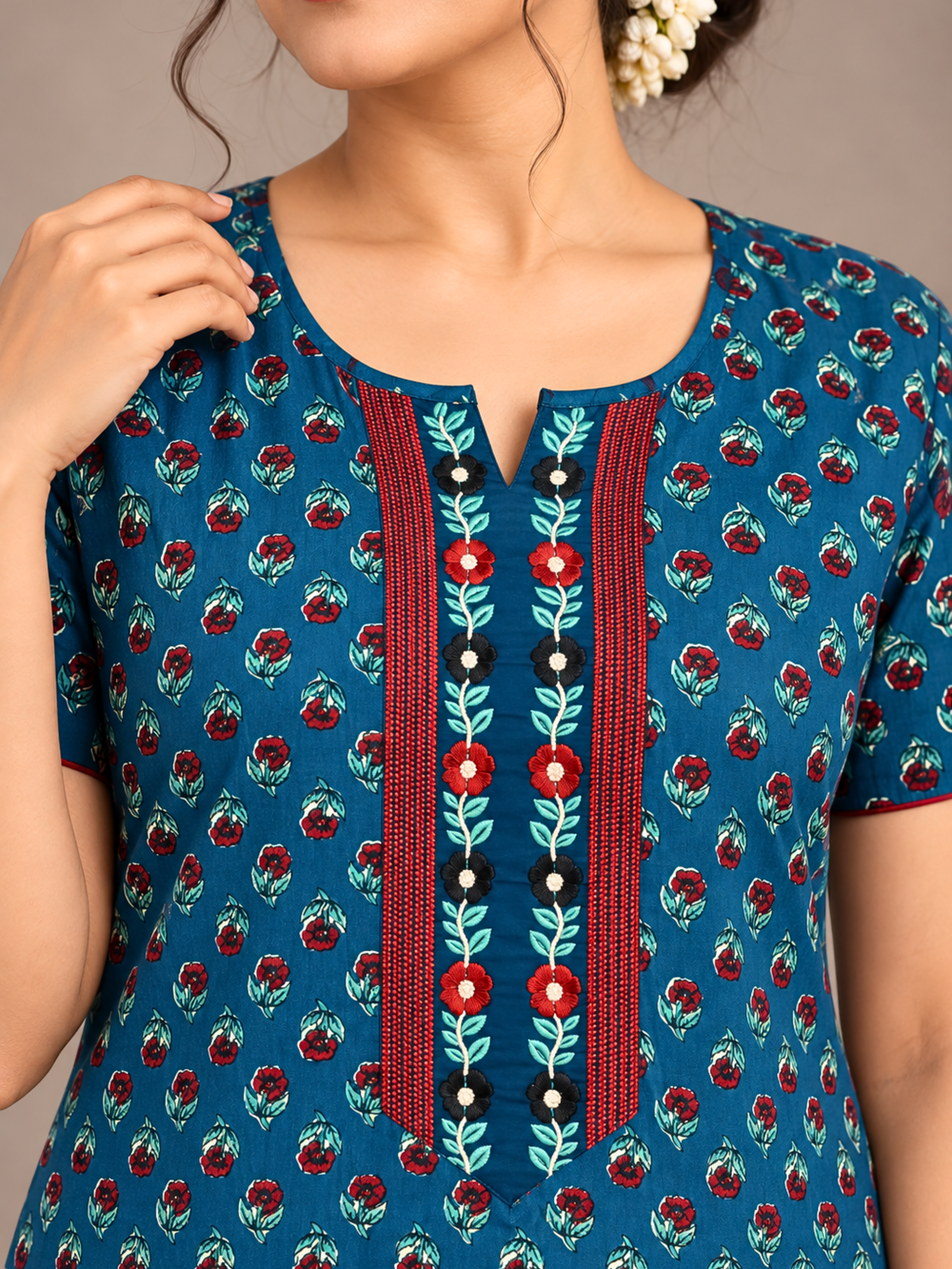 Floral buti print cotton nighty dress for women online
