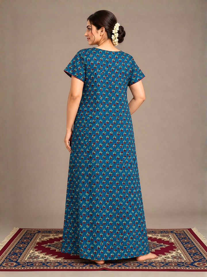Floral buti print cotton nighty dress for women online