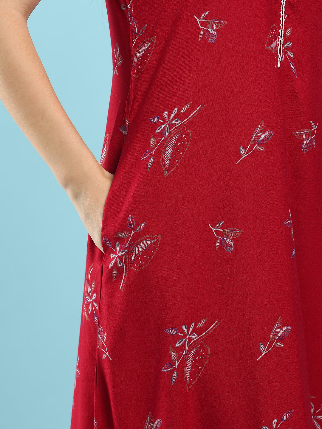 Posy maroon floral designer nighty for ladies online