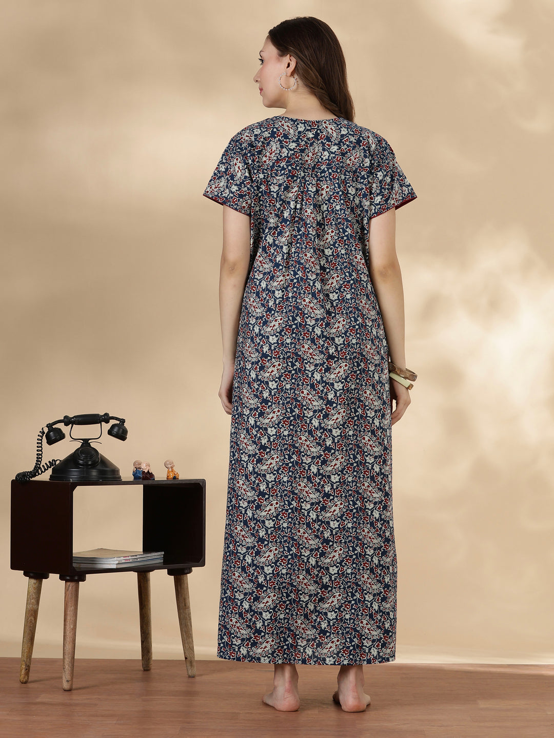 Paisley indigo 100% pure cotton soft nightwear for women