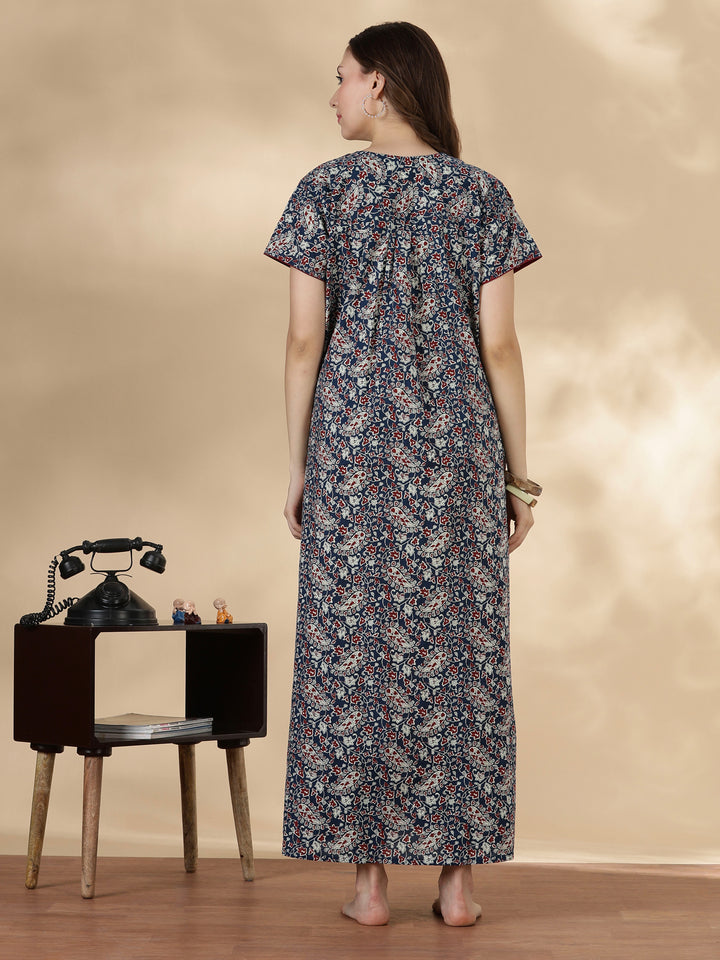 Paisley indigo 100% pure cotton soft nightwear for women