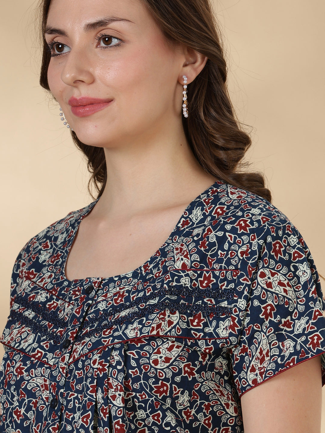 Paisley indigo 100% pure cotton soft nightwear for women