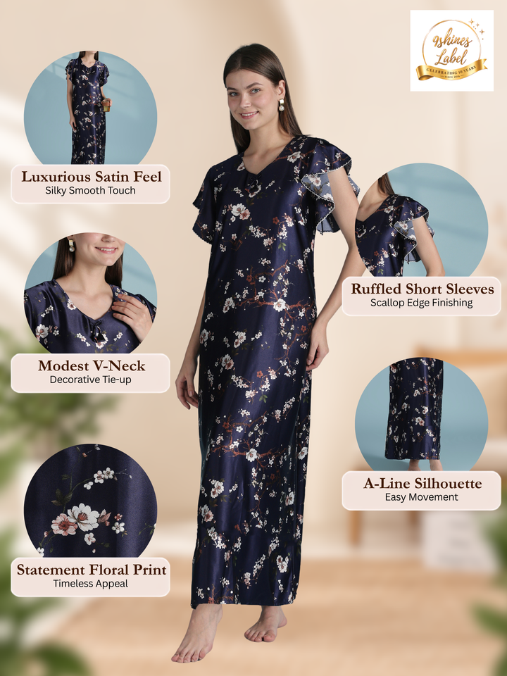 Elegant floral satin nightwear for women online