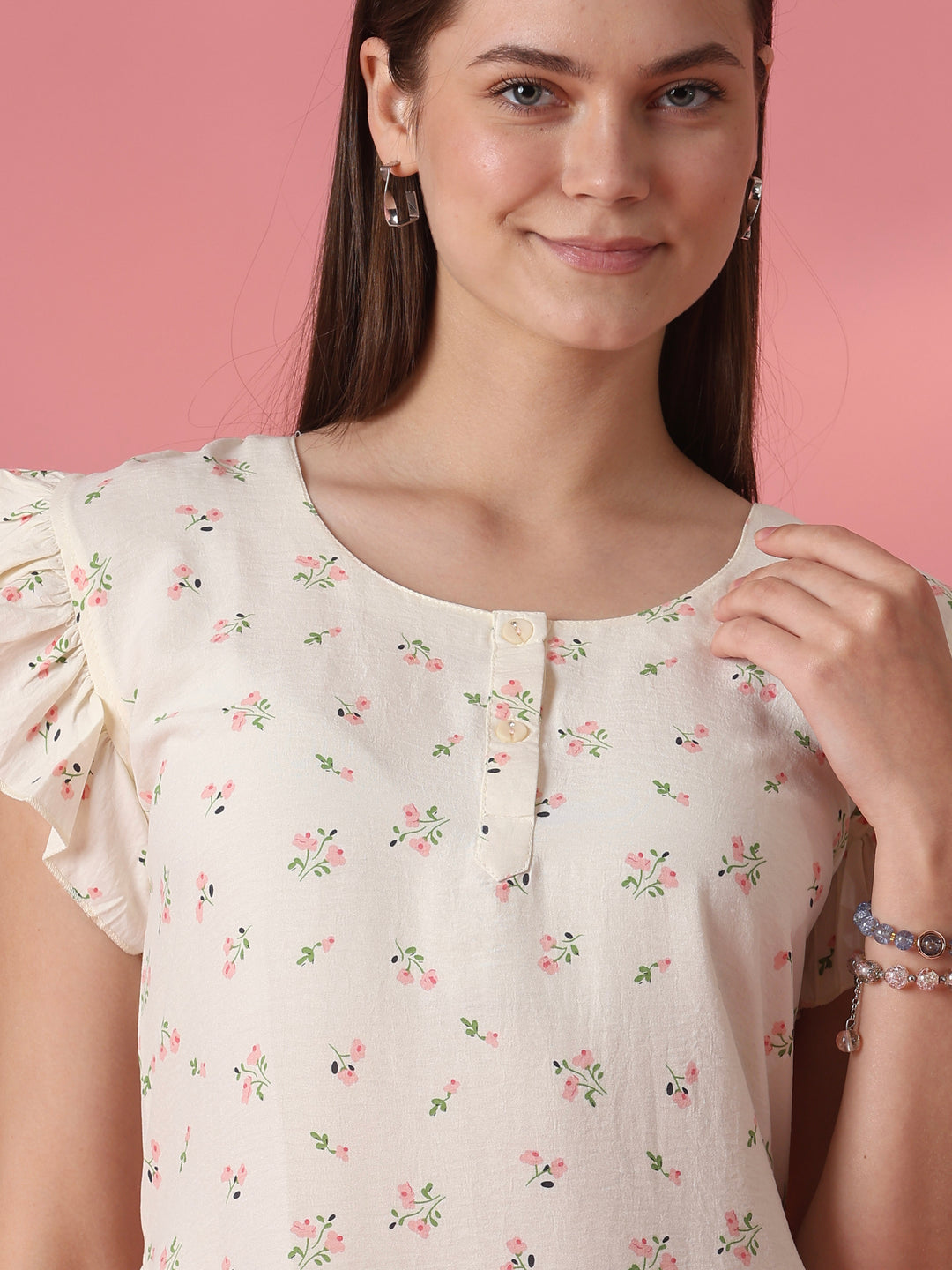 Pastel yellow floral crush cotton short nighty for women