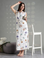 Vanilla Floral Rayon Lightweight Fit Sleeveless Nighty