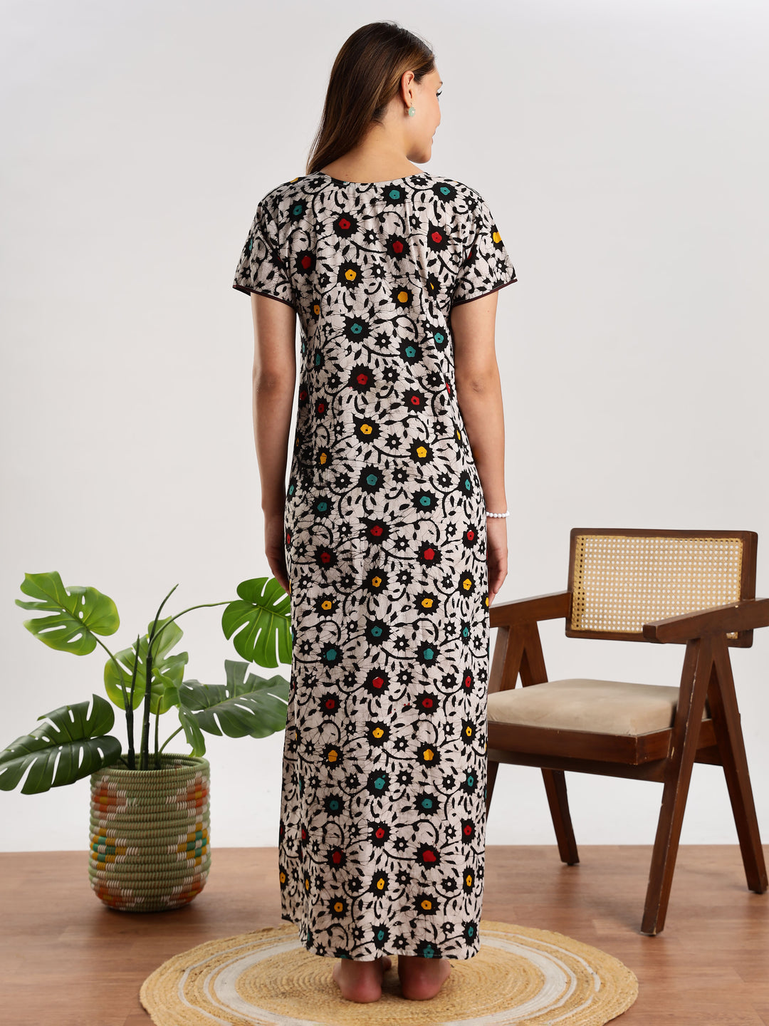 Batik print pure cotton nighty for women