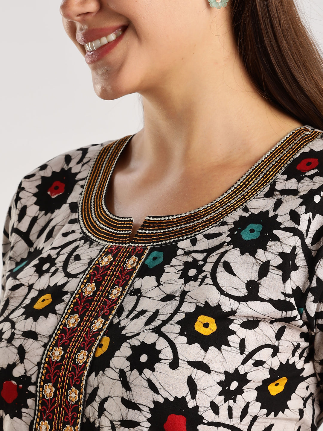 Batik print pure cotton nighty for women