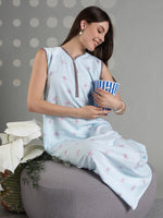 A Line Rayon Bow Print Comfort Sleeveless Nighty for Women