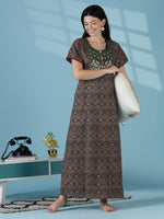 Pure Cotton Kalamkari Print Nighty for Women Ethnic Floral Comfort