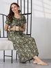 Paisley Green Cotton Nighty for Women Relaxed Fit Night Dress