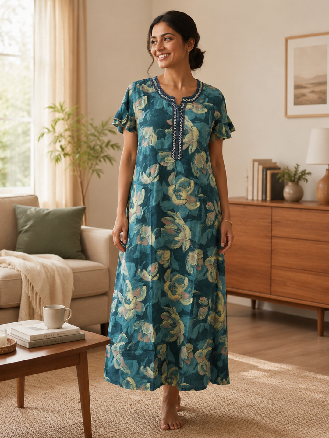 Comfortable nighty dress for women in sizes m to xxl.