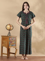 Pure Cotton Floral A Line Nighty for Women Relaxed Comfort