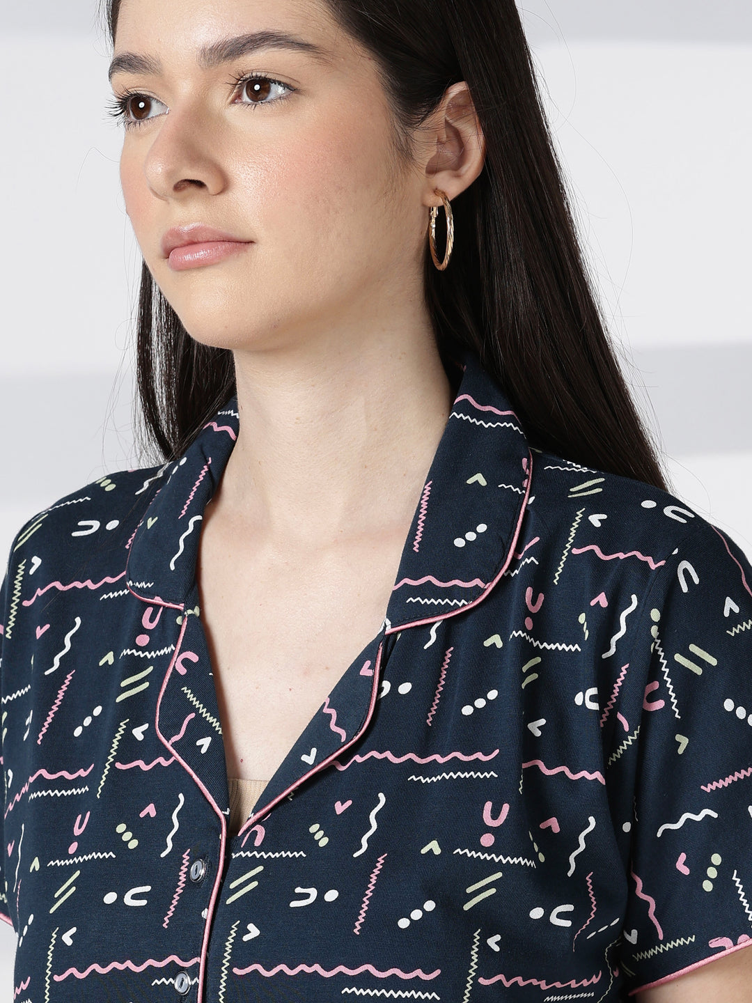 Printed premium hosiery cotton nighty for women