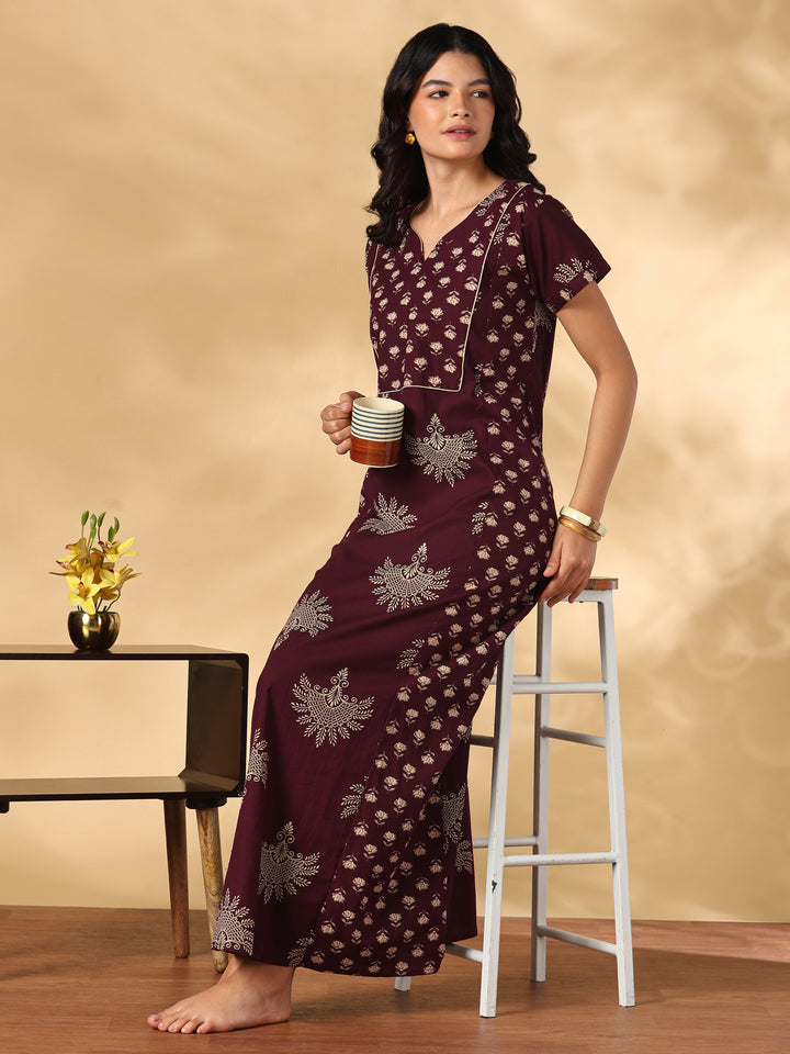 Pure cotton Jaipuri block print nighty for women online