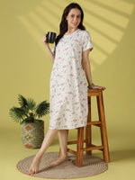 Cute Koala Print Gloss Malai Short Nighty with Relaxed Fit