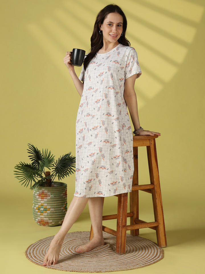 Koala print short nighty dress for women online