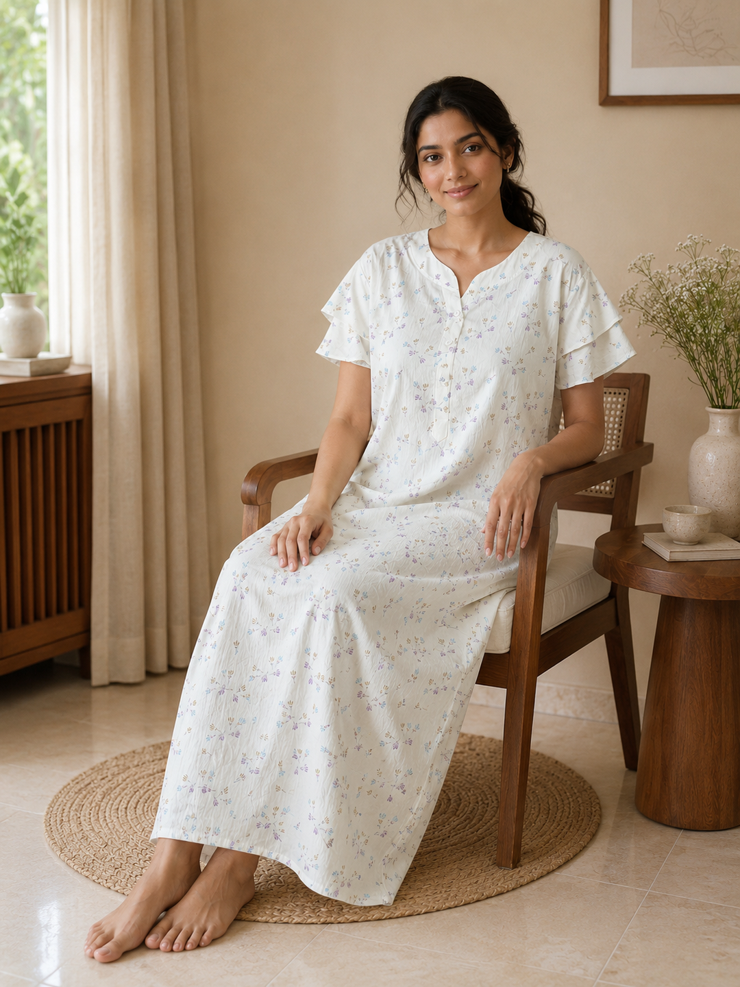 Trendy bamboo nighty for women with floral print online