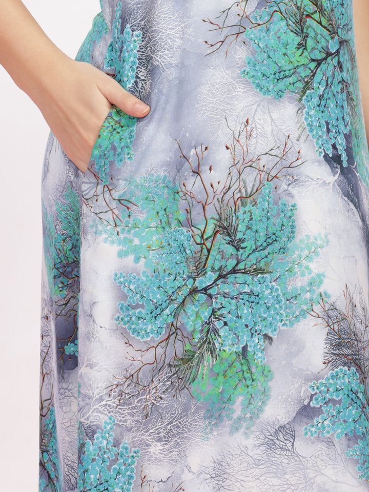 Trendy cool green cozy sleeveless nighty for women