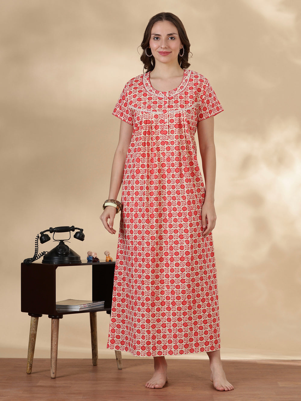 Coral pure cotton lightweight sleepwear for women online