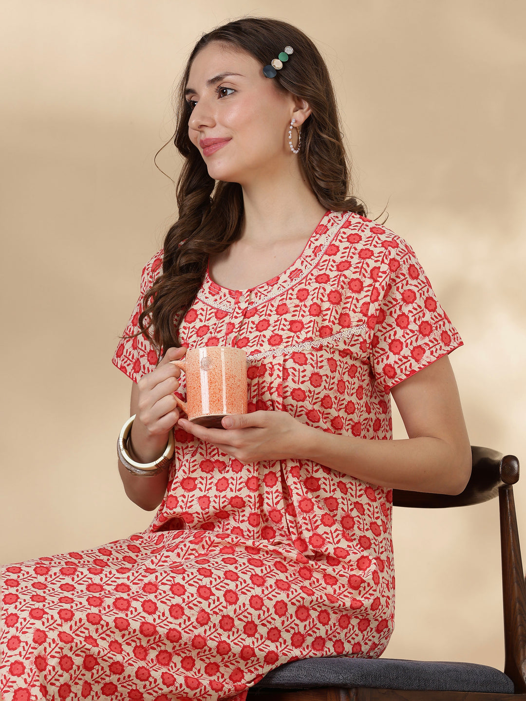 Coral pure cotton lightweight sleepwear for women online