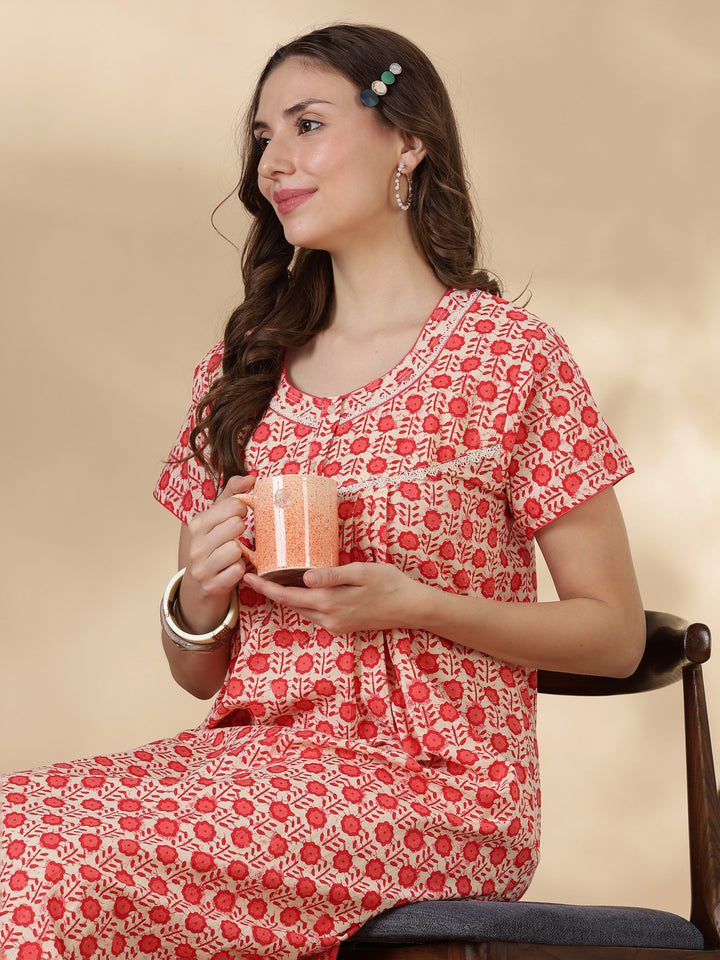 Coral pure cotton lightweight sleepwear for women online