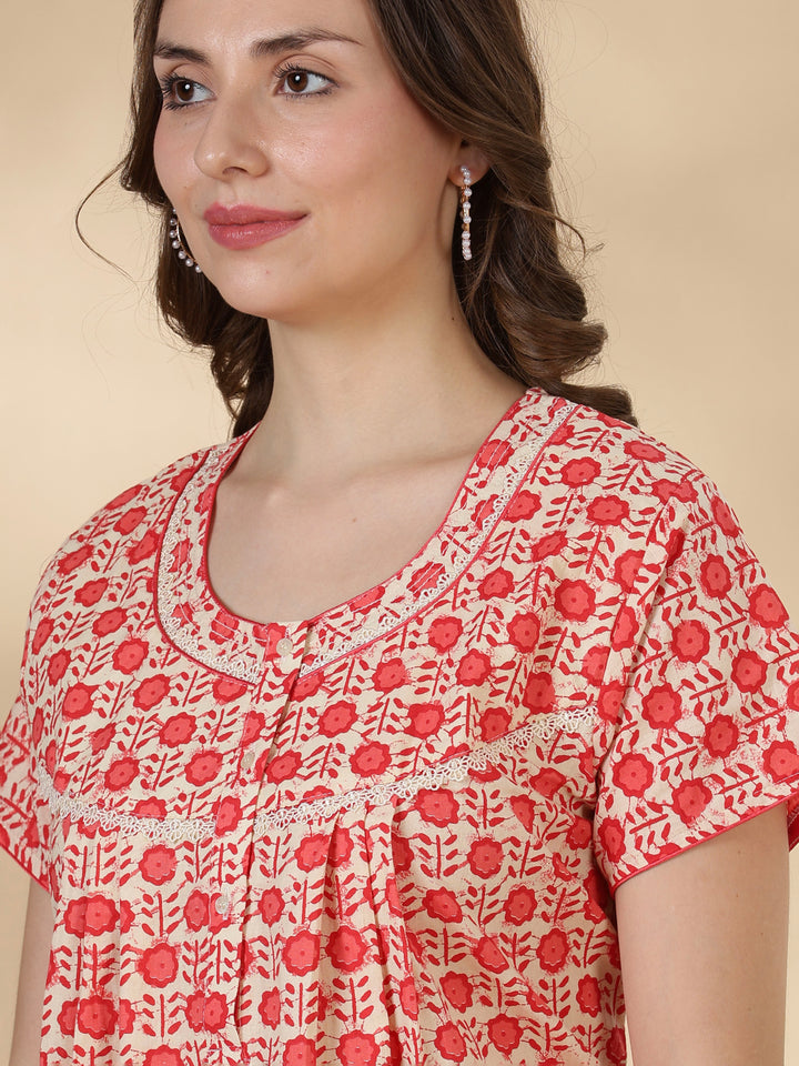 Coral pure cotton lightweight sleepwear for women online