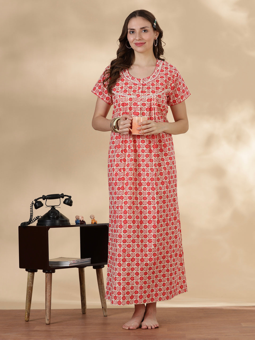 Coral pure cotton lightweight sleepwear for women online