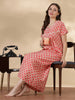 Coral Cotton Floral Nighty for Women Soft Relaxed Fit Nightwear