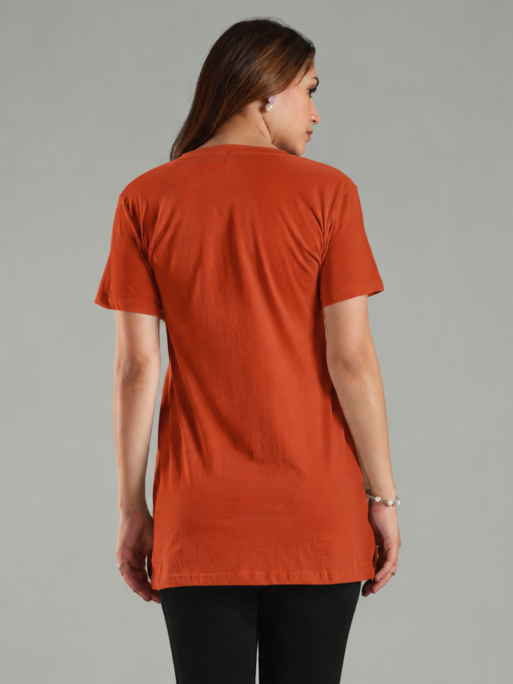 Sunset orange long t shirt nighty for women online