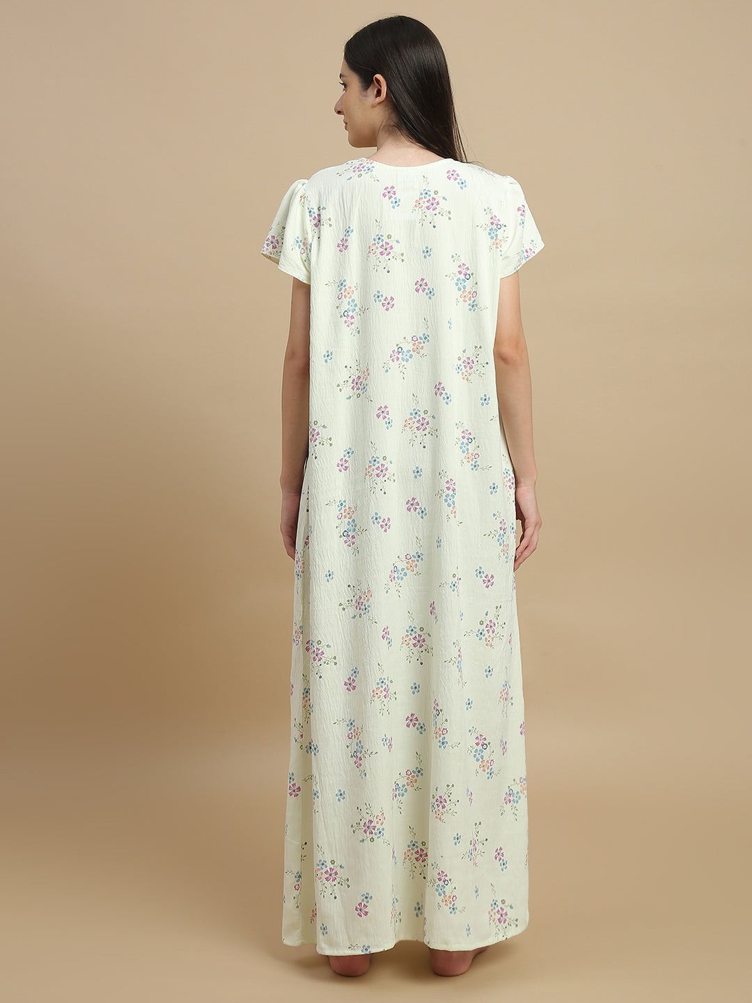 Long frock nighty in soft bamboo feel crush cotton online