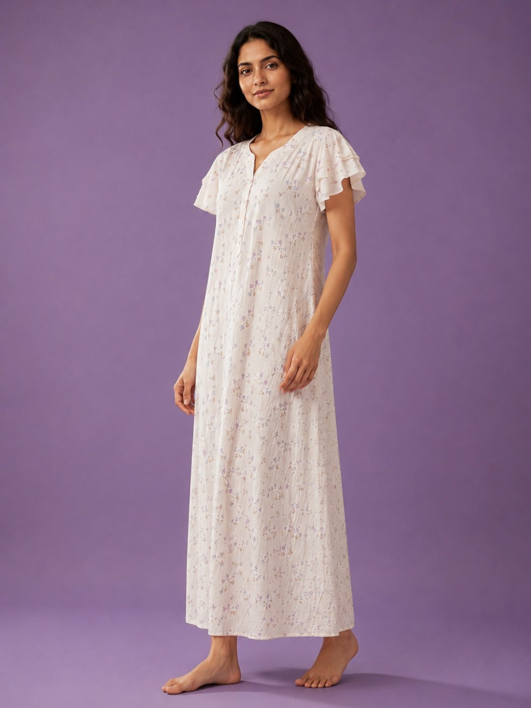 Floral bamboo nightdress for women in premium fabric