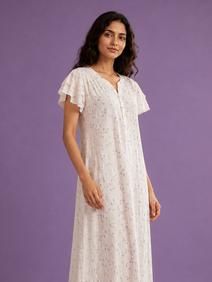 Floral bamboo nightdress for women in premium fabric