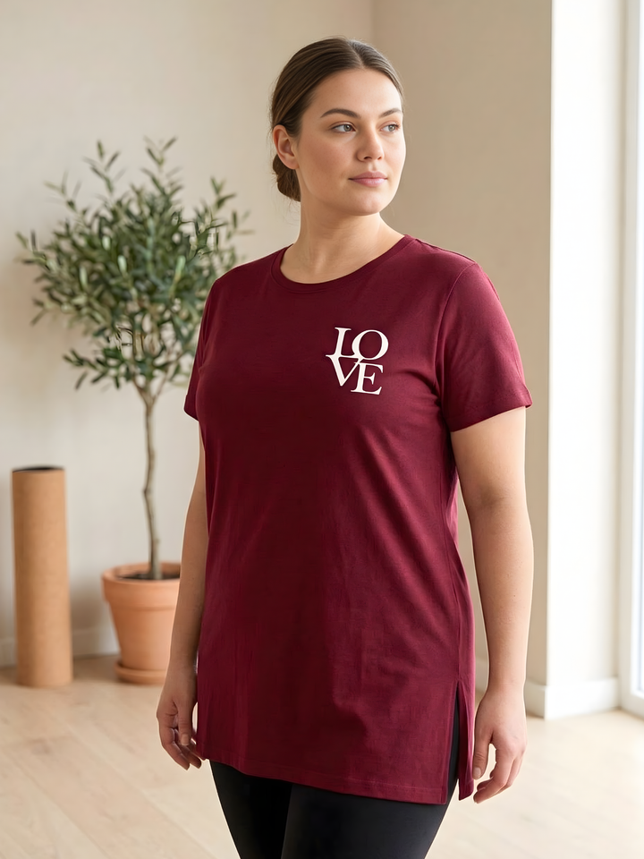 Maroon premium cotton long tshirt for women