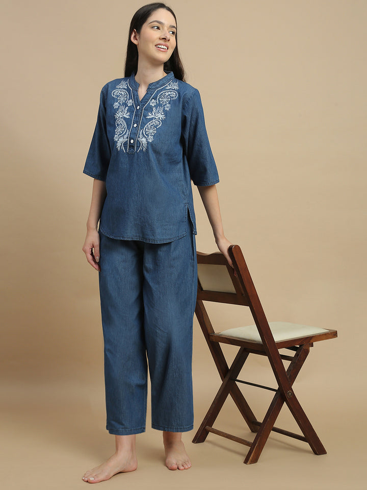 Pure cotton denim wash co ord set for women online