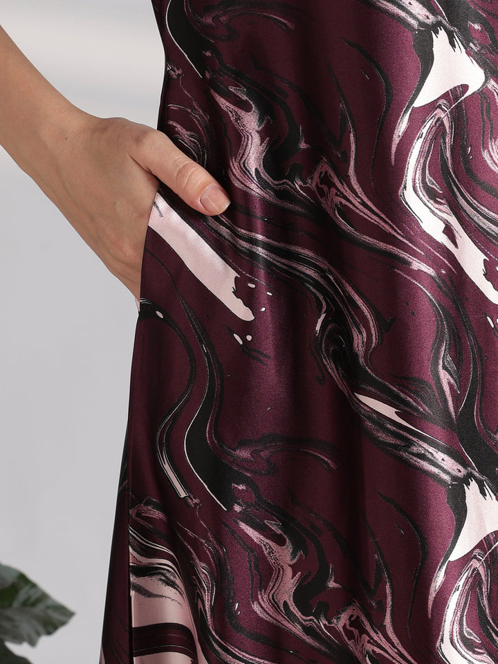 Luxe Swirl Print Designer Satin Nighty for Women Online