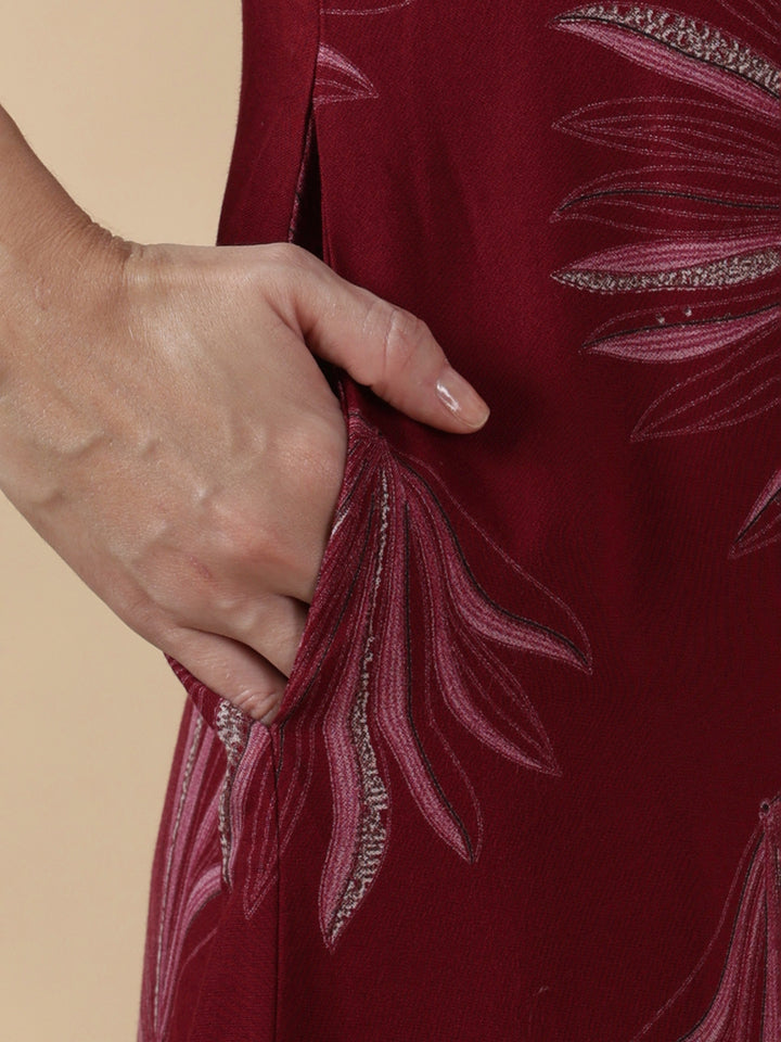 Alpine floral dusk maroon cozy feeding nighty for women