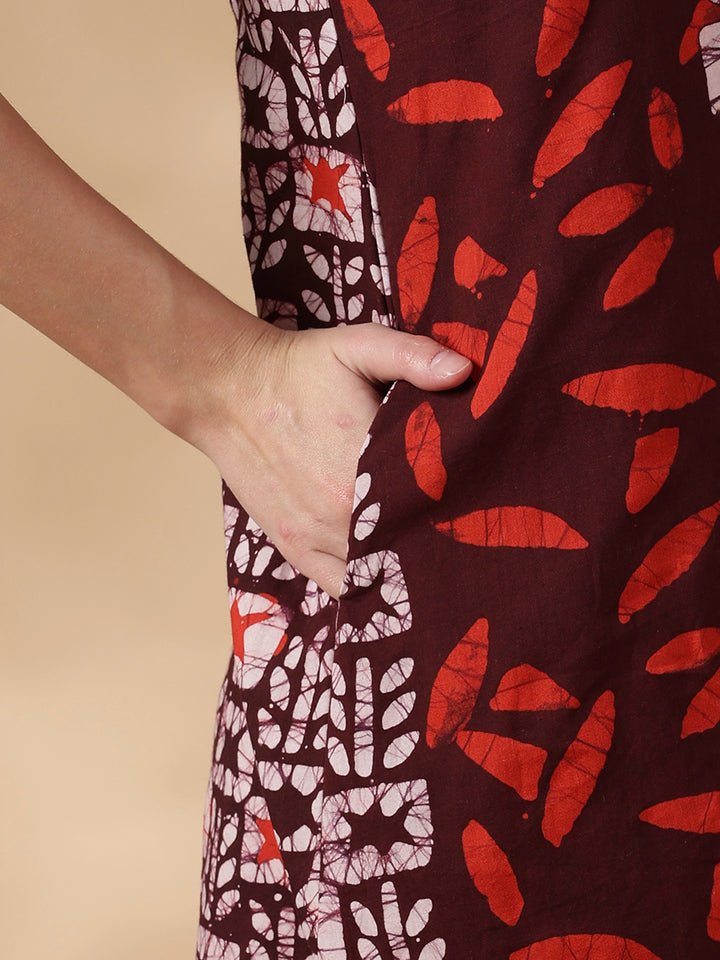 Maroon Batik Soft Daily Wear Pure Cotton Best Womens Nighty