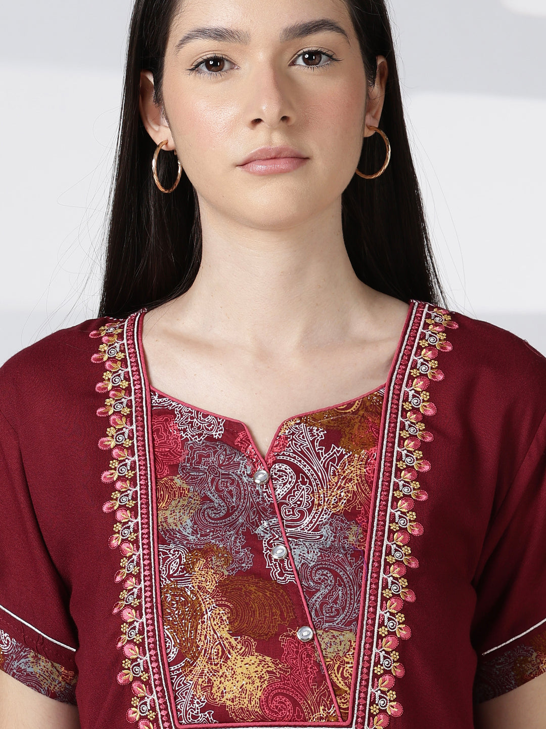 Regal maroon designer daily night wear for women