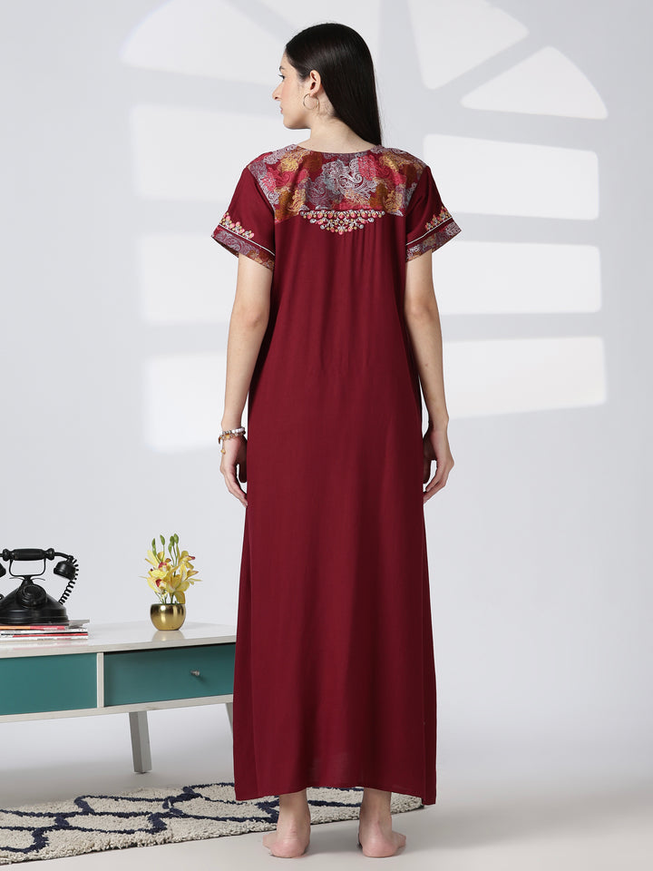 Regal maroon designer daily night wear for women