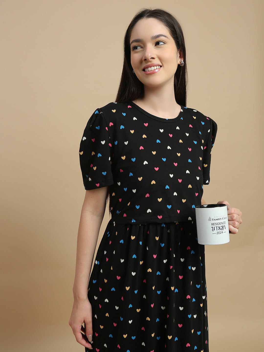 Black sweetheart feeding friendly maternity nighty online