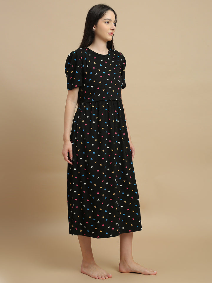 Black sweetheart feeding friendly maternity nighty online