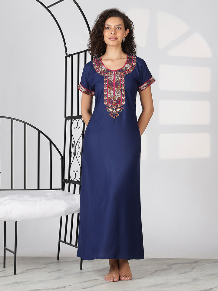 Alpine midnight blue heritage designer nighty for women