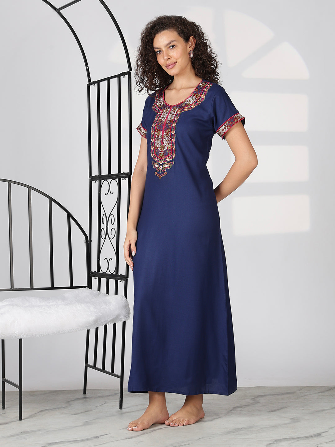 Alpine midnight blue heritage designer nighty for women