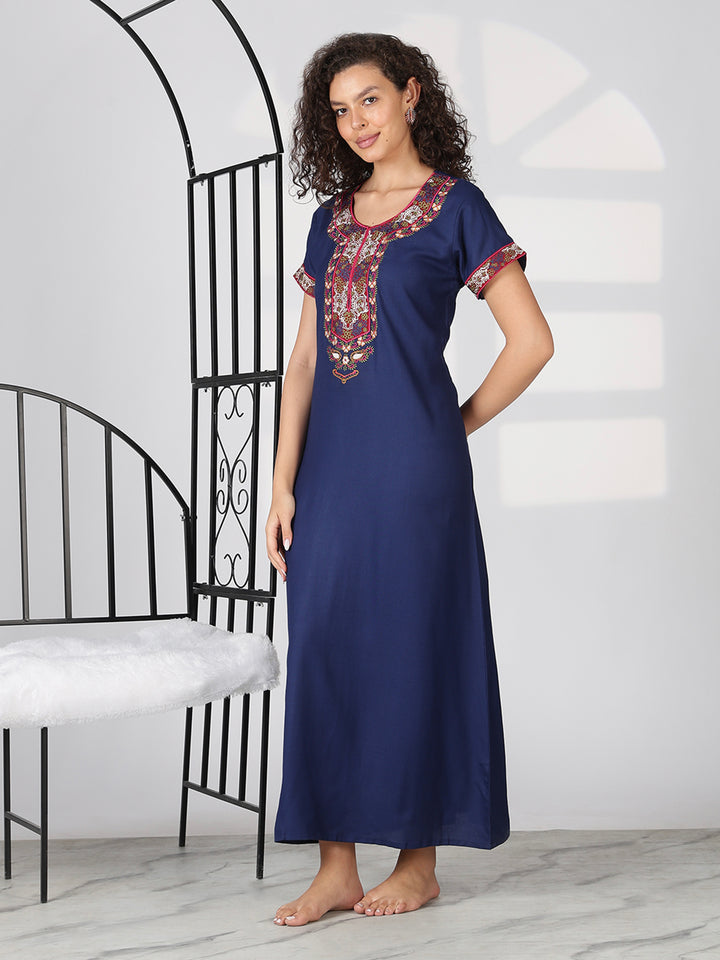 Alpine midnight blue heritage designer nighty for women