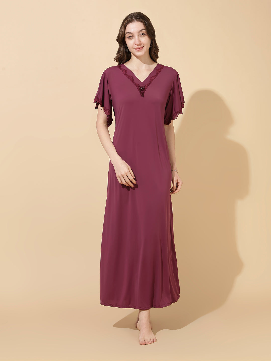 Plum wine ultra soft malai modal nighty for women online