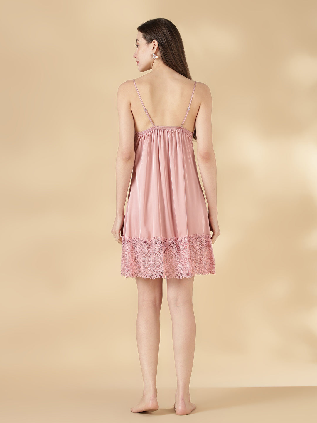 Malai Satin Lace Nighty with Matching Robe in Luxe Black