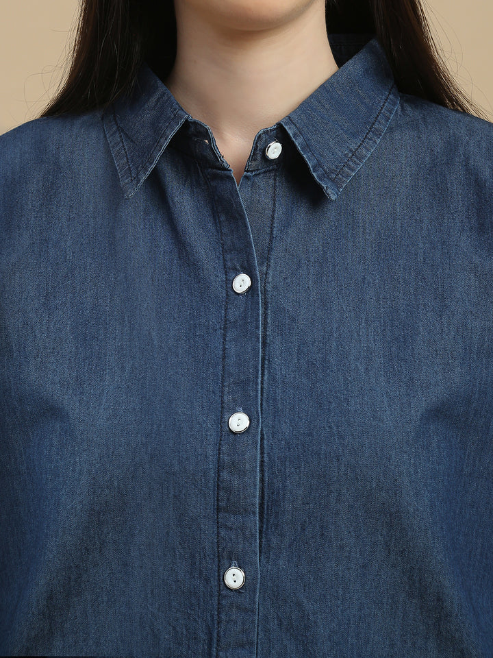 Denim co ord set for women relaxed travel style