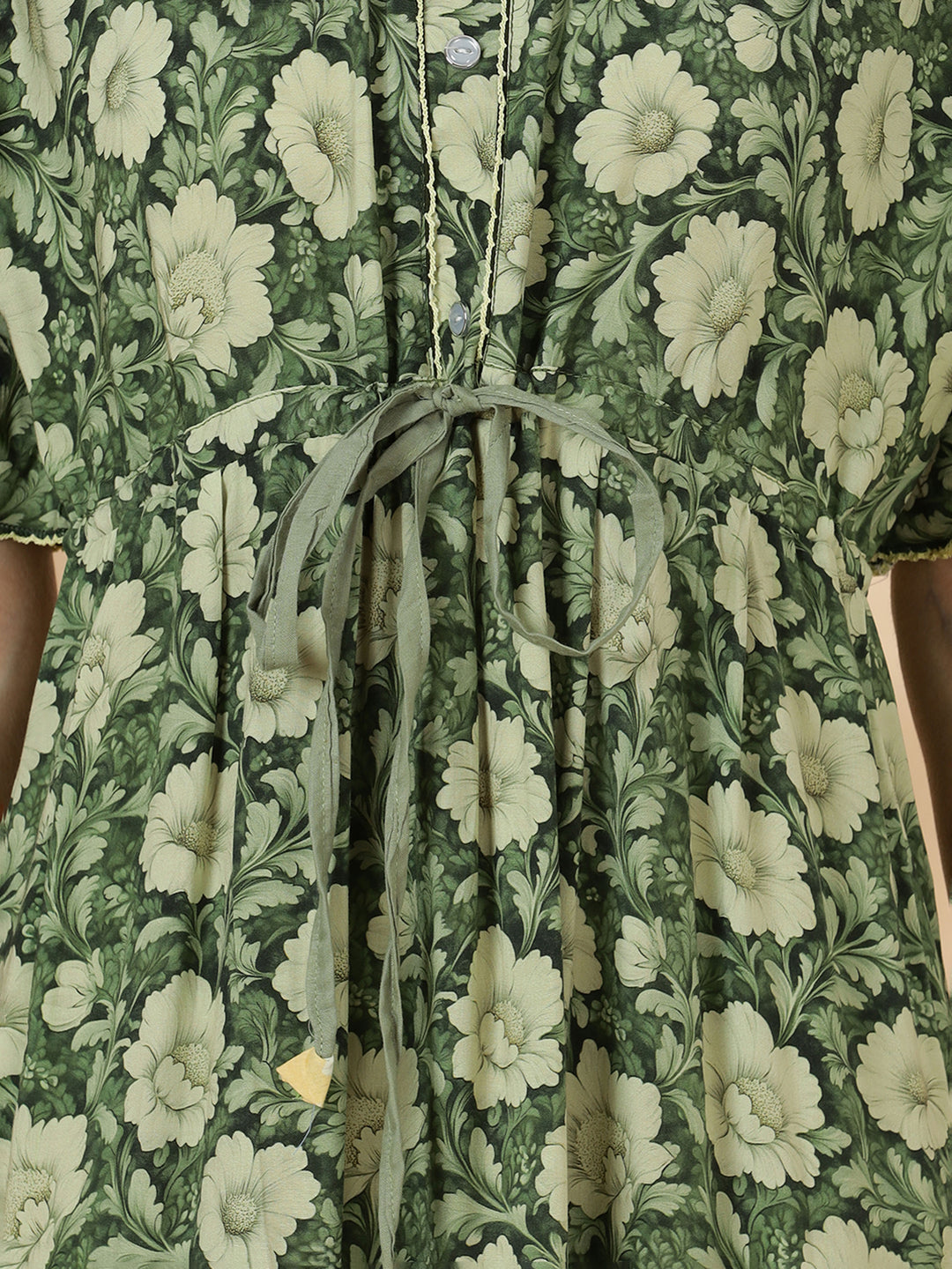 Soft relaxed fit olive green nighty for women In rayon