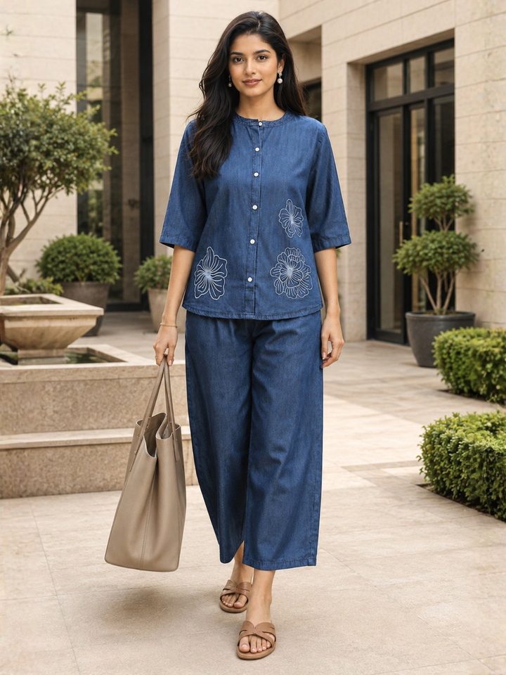 Premium denim co ord set for women elegant daily style